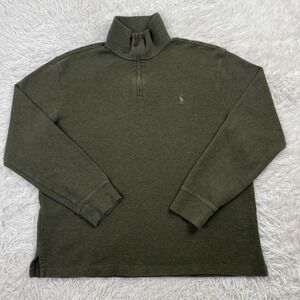 Polo Ralph Lauren Sweater Mens Large Green Estate Ribbed 1/4 Zip Knit Pony L